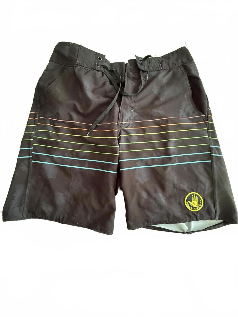 Body Glove Men's Black Vapor Swim Shorts with Rainbow Stripe Detail Size L